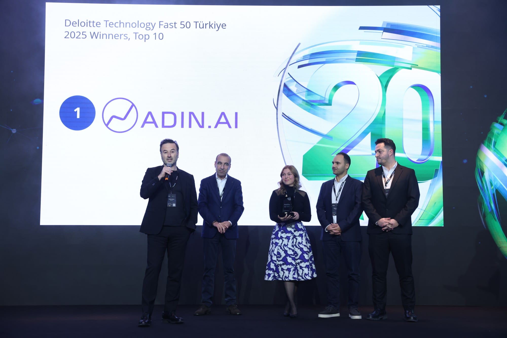 The Adin.AI team on stage at the Deloitte Technology Fast 50 Türkiye 2025 awards